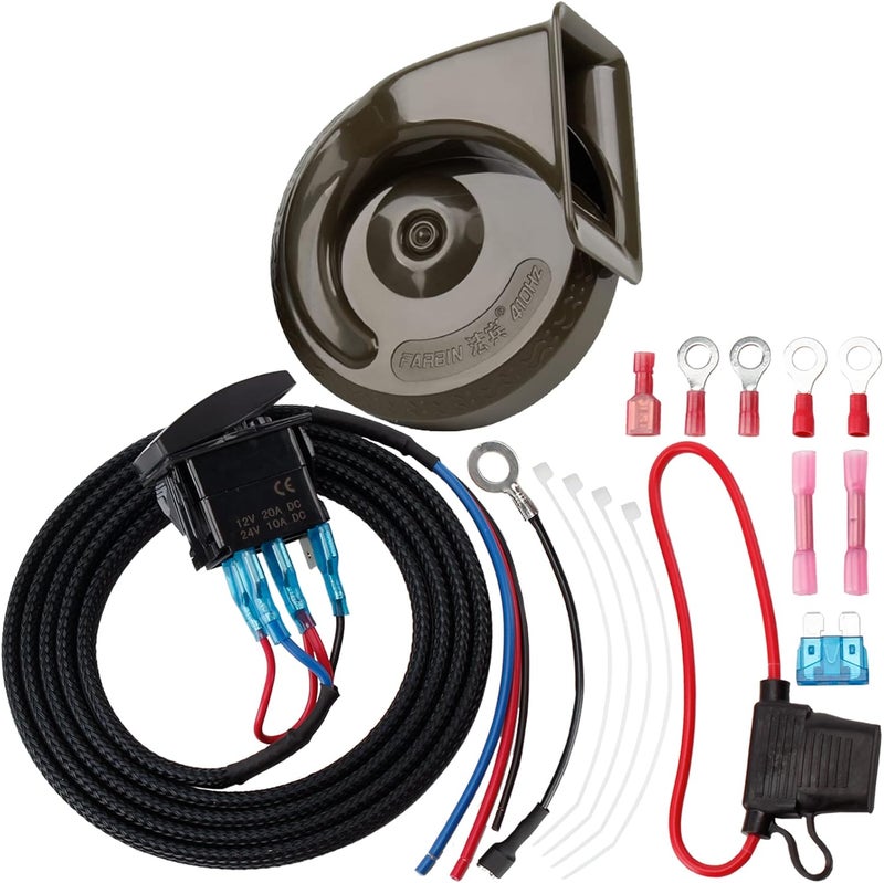 AOLIHAN Golf Cart Horn Kit with Blue LED Rocker Switch and Wire for ATV UTV Club Car EZGO Yamaha, Polaris RZR Ranger, Side by Side, General, Honda Pioneer Talon - Image 1